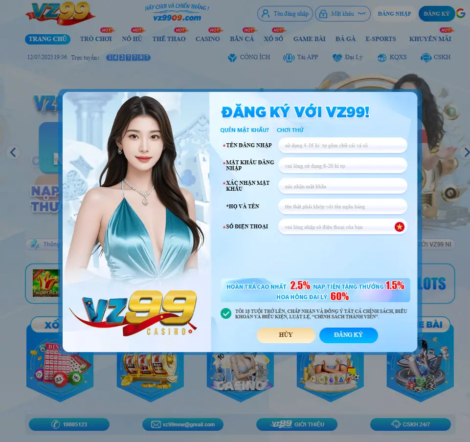 hướng dẫn đăng ký tài khoản cho anh em mới tham gia vz99